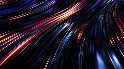 Leinwandbilder - 3D rendering of abstract rainbow lines on black background.