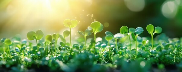 Wall Mural - Green Seedlings Growing in Sunlight