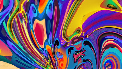 Wall Mural - Colorful psychedelic and fluid abstract background for music