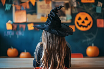 Wall Mural - Ai generated photo of child in costume for Halloween carnival