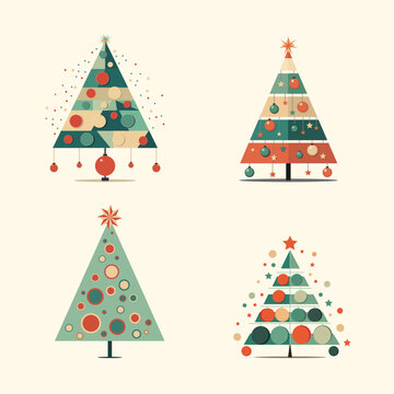 Pine tree. Merry Christmas and Happy New Year. Abstract vector background Merry Christmas in vintage style. Happy Holidays design for greeting card, badge, invitation, calendar etc. Vector