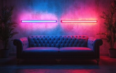 Sticker - Neon Lights Couch Interior Design