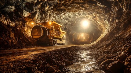 Poster - illuminating the depths of underground mining photograph capturing the intricate infrastructure and 
