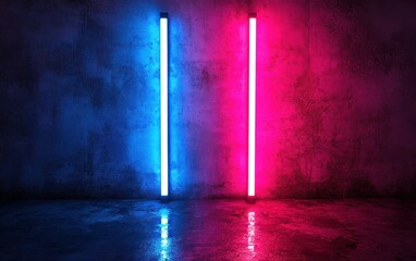 Canvas Print - Neon Lights on a Concrete Wall