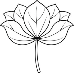 Wall Mural - Lotus leaf line art icon, vector illustration on white background