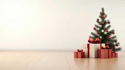 Festive Christmas Tree Backdrop with Heartwarming Gifts Scene