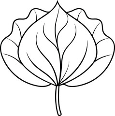 Wall Mural - Lotus leaf line art icon, vector illustration on white background