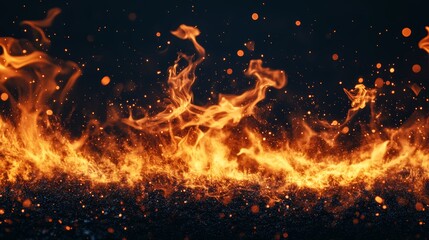 Collection abstract flame isolated black background. concept of effect texture ablaze graphic design bonfire blaze at night. burn of fire sizzling danger explosion