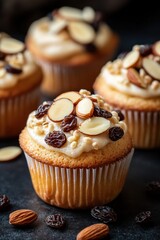 Homemade Raisin cupcake closeup view