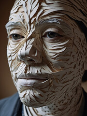  a human portrait using paper art