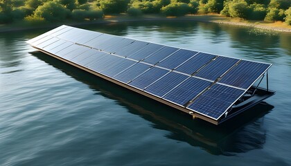 Wall Mural - Innovative Floating Solar Panel Technology in a Stunning 3D Graphic Creation