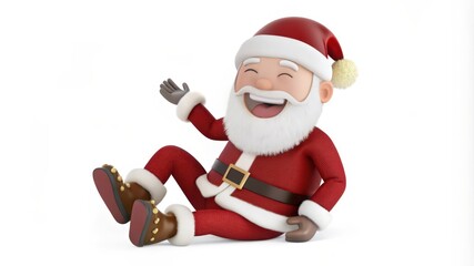 Cheerful Cartoon Santa Claus Sitting and Laughing