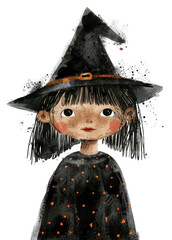 Canvas Print - PNG  Cute Halloween witch illustration