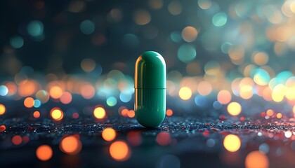 Wall Mural - Elegant solitary pill amidst a dreamy bokeh background