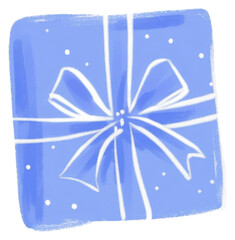 Sticker - PNG Blue gift white background celebration rectangle.