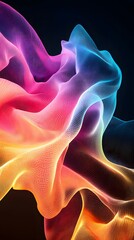 Wall Mural - Abstract background with colorful flowing waves on a black background, a futuristic design element