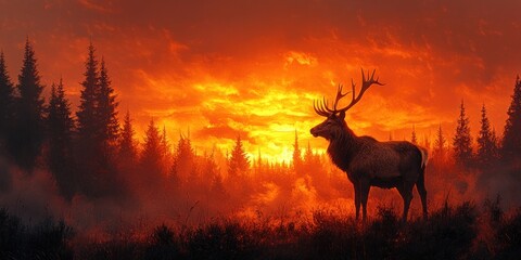 Poster - Majestic Deer at Sunset