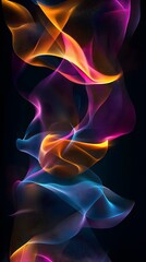 Abstract background with colorful flowing waves on a black background, a futuristic design element