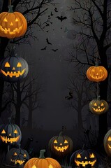 Wall Mural - halloween background with pumpkin