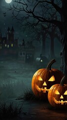 Wall Mural - halloween background with pumpkin