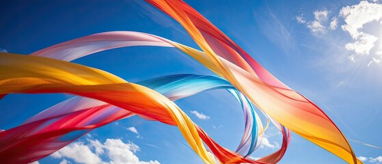 Wall Mural - Abstract Colorful Fabric Swirling in the Sky