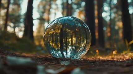 Canvas Print - Crystal Ball Reflecting a Forest