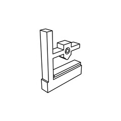 Poster - The outline of a large small 3D printer symbol is made with black lines. 3D view of the object in perspective. Vector illustration on white background