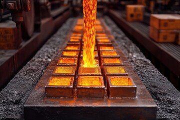 Molten Metal Pouring into Casts