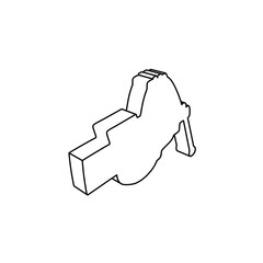 Poster - The outline of a large vise symbol is made with black lines. 3D view of the object in perspective. Vector illustration on white background