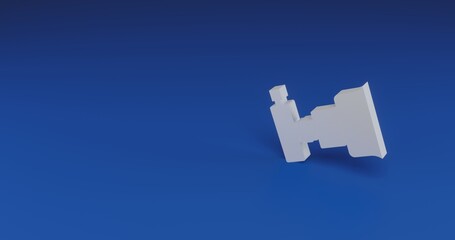 Poster - isolated realistic white camera symbol with shadow. located on the right side of the scene. 3d illus