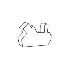 Poster - The outline of a large carpentry planer symbol is made with black lines. 3D view of the object in perspective. Vector illustration on white background