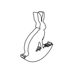 Poster - The outline of a large hare symbol is made with black lines. 3D view of the object in perspective. Vector illustration on white background