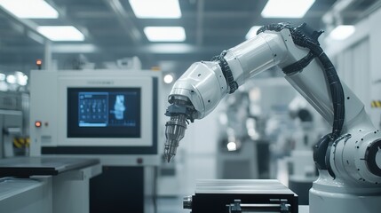 Poster - CNC machines and robotic arms used in precision engineering.