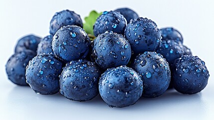 this A bunch of blue wet grapes isolated on a white background, showcasing the fruit’s fresh and juicy appearance.