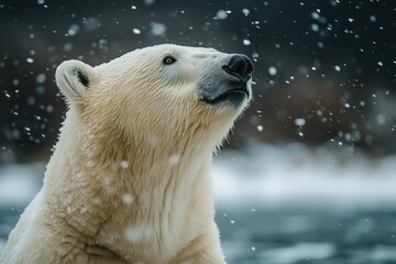 Poster - Polar Bear in Snowy Arctic Landscape