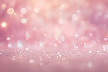 Iridescent bokeh lights resembling fairy dust floating above a soft pink background, Ai Generated