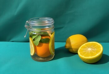 Canvas Print - jar of honey and lemon