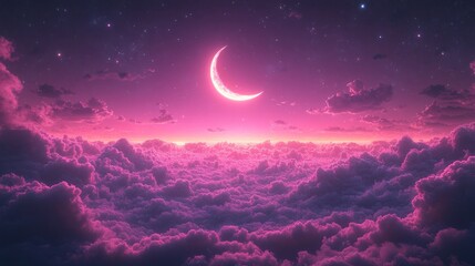 Canvas Print - Pink Cloudscape Night Sky