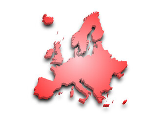 3d render map of Europe with borders, Europe continent administrative map with color on white background. EU, European map