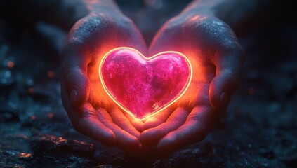 Poster - Glowing Heart in Hands