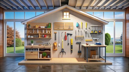 Residential house with various tools in a workshop, house, residential, home, tools, workshop, renovation