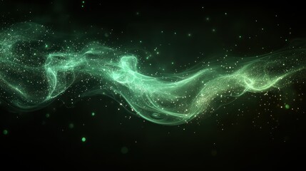 Sticker - Abstract Green Smoke with Glitter