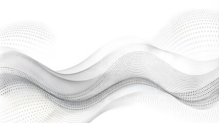 Poster - grey white abstract background with flowing particles. digital future technology concept. futuristic
