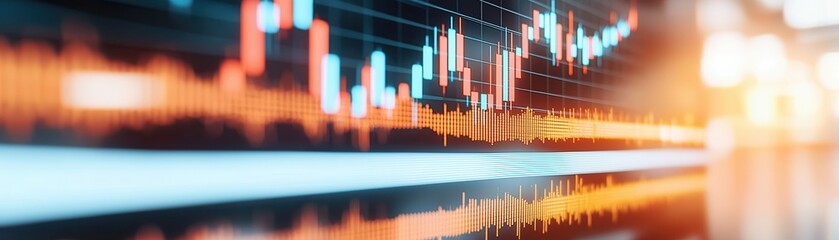 Canvas Print - Stock Market Graph on Computer Screen with Blurred Background.