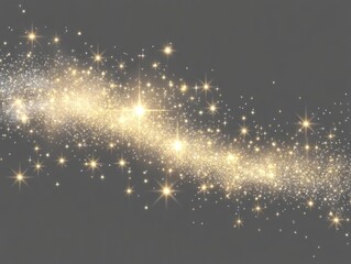 Poster - White sparks and golden stars shimmer with unique light effects Glimmering fairy dust particles create a 2D cartoon illustration of glitters against a transparent background perfect for a festive v