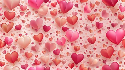 Poster - Hearts background, Valentine's Day falling heart pink confetti. Loopable love frame Pink heart-shaped confetti forming a header  footer background for use as a design element