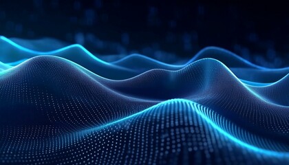 Poster - Hitech network connections feature blue lines forming a grid in a 3D technology-style banner design offering a futuristic look for technology or science events.