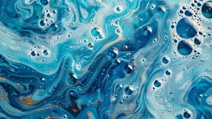 Wall Mural - Drops can be described as liquid foam, while the bubbles in shampoo resemble those created by dish soap. In a similar vein, the fluidity of aqua can be seen as an abstract representation of the 