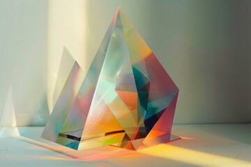 Poster - Sunlight shining through colorful glass prisms creating beautiful rainbow reflections