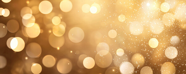 Poster - A serene abstract background featuring floating bokeh lights in warm golden tones, creating dreamy and enchanting atmosphere. Perfect for various design projects